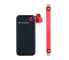 Verbatim Pocket SSD Externí disk 2TB černo-červená / USB-C 3.2 Gen 2 / R: 1000MBs / W: 1000MBs 