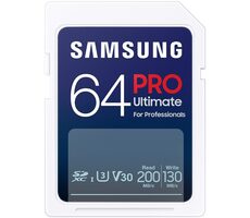 SAMSUNG PRO Ultimate SDXC 64GB / UHS-1 / Class 10 / U3 / Čtení: 200MBps / Zápis: 130MBps