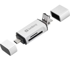 Sandberg čtečka paměťových karet / konektory USB-C + USB + MicroUSB / sloty SD a microSD