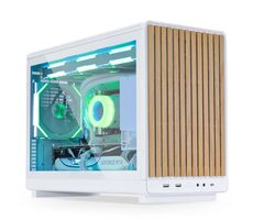Lian Li DAN A3-mATX Wood Edition bílá / Micro ATX / 2x USB 3.0 A / 1x USB-C / bez zdroje / průhledná bočnice