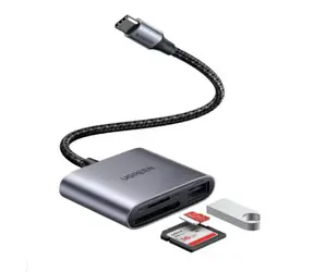 Ugreen CM387 černá / čtečka paměťových karet / USB-C / SD/TF + USB