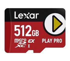 Lexar PLAY PRO microSDXC Express Card 512GB / čtení: 900MBps / zápis: 600MBps / V30