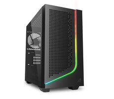 Sharkoon J1000 ARGB černá / mATX / 2x USB-A 2.0 / 1x USB-A 3.2 / bez zdroje / průhledná bočnice