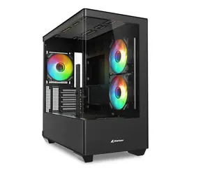 Sharkoon ELITE SHARK CM100 černá / mATX / 2x USB-A 3.0 / 1x USB-C 3.2 / 3x 120mm ARGB / bez zdroje / průhledná bočnice