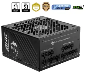 Rozbaleno - MSI MPG A1000GS PCIE5 / 1000W / 135mm ventilátor / PFC / modulární / 80PLUS Gold / rozbaleno
