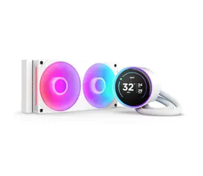 NZXT Kraken Elite 240 RGB bílá / 2x 120mm / Fluid Dynamic Bearing / 30 dB @ 2400 RPM / 75.12 CFM / LCD / AMD + Intel