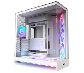 NZXT H9 Flow RGB+ bílá / E-ATX / 2x USB-A 3.2 / 1x USB-C 3.2 / 3x 120mm RGB / 3x 140mm RGB / bez zdroje / průhledná bočn