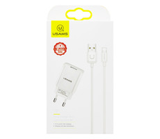 USAMS T21 USB 2A Cestovní Nabíječka + Lightning Kabel bílá