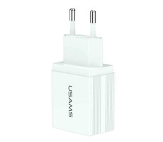 USAMS CC090 T24 2.1A Dual USB Cestovní Nabíječka bílá