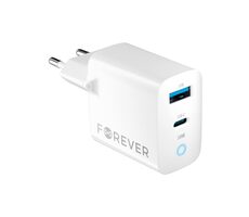 Forever TC-06-20AC Rychlonabíječka do sítě bílá / 1x USB-C 1x USB 20W / PD / QC 