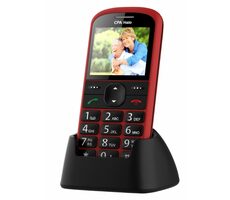 CPA Halo 21 Senior s nabíjecím stojánkem červená / 2.4" / 220 x 176 / 0.3 Mpx / SOS / svítilna / rádio / MicroSD / BT 