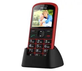 CPA Halo 21 Senior s nabíjecím stojánkem červená / 2.4" / 220 x 176 / 0.3 Mpx / SOS / svítilna / rádio / MicroSD / BT 