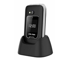 CPA Halo 25 Senior s nabíjecím stojánkem černá / 2.4" / 240 x 320 / 0.3 Mpx / SOS / svítilna / rádio / MicroSD / BT 
