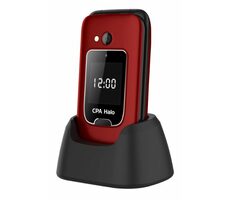 CPA Halo 25 Senior s nabíjecím stojánkem červená / 2.4" / 240 x 320 / 0.3 Mpx / SOS / svítilna / rádio / MicroSD / BT 