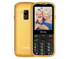 CPA Halo 28 Senior s nabíjecím stojánkem zlatá / 2.8" / 240 x 320 / 0.3 Mpx / SOS / svítilna / rádio / MicroSD / BT 