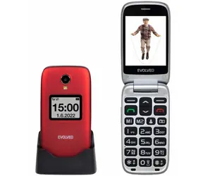 EVOLVEO EasyPhone FS + stojánek červená / 2.8" / 3MP / SOS / microSDHC 