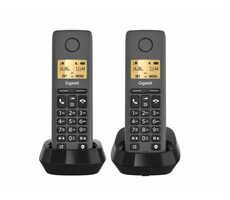 Rozbaleno - Gigaset Pure 100 Duo černá / Bezdrátový telefon pevné linky / 1.5" displej / 50 kontaktů / rozbaleno