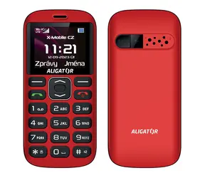 Rozbaleno - Aligator A720 4G Senior černo-čevená / 1.8" TFT / SOS tlačítko / nabíjecí stojánek / SOS lokátor / FM rádio / rozbaleno