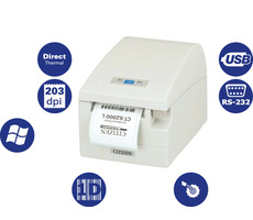 Citizen CT-S2000-L / pokladní / 82.5mm / Termotiskárna / 203dpi / USB / RS-232 / řezačka / zdroj / bílá