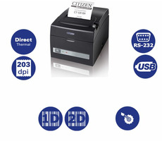 Citizen CT-S310II / pokladní / 80mm / Termotiskárna / 203dpi / USB / RS-232 / řezačka / černá
