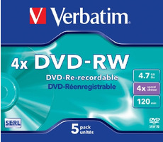 Verbatim DVD-RW / 4.7 GB / 4x / 5ks jewel box