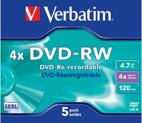 Verbatim DVD-RW / 4.7 GB / 4x / 5ks jewel box