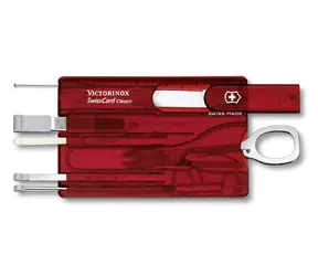 VICTORINOX SWISSCARD červená-transparentní / Multifunkční karta / Počet funkcí 10 / Rozměry 82 x 45 mm