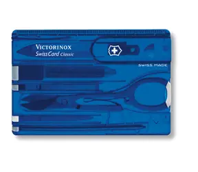 VICTORINOX SWISSCARD modrá-transparentní / Multifunkční karta / Počet funkcí 10 / Rozměry 82 x 45 mm