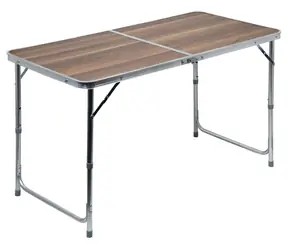 Cattara  DOUBLE teleskopický hnědá / Stůl kempingový skládací / 120 x 60 x 66 cm