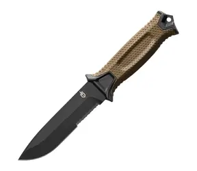 GERBER Strongarm SE (kombinované ostří) černo-hnědá / Bushcraft nůž / čepel 12.5 cm