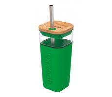 Quokka Liquid Cube 540ml Green / Sklenice s víčkem / brosilikátové skla