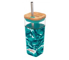 Quokka Liquid Cube 540ml Water Flowers / Sklenice s víčkem / brosilikátové skla