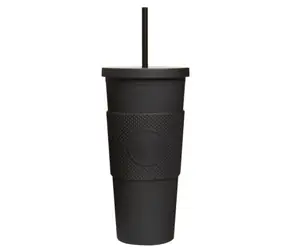 Neon Kactus Pohár na pití s brčkem 625 ml černá / plast 