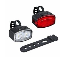 Solight Set nabíjecích cyklo svítilen / 160lm přední / zadní červená / IP44 / Li-Ion / USB