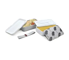 Iris Barcelona Obědový box s příborem Bento 1.2 l listy
