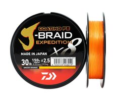 Daiwa Šňůra J-Braid Expedition X8E Smash Orange 300m 0,20mm