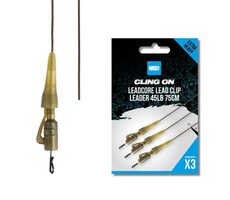 Nash Montáž Cling On Leadcore Lead Clip Leader 75cm 45lb 3ks