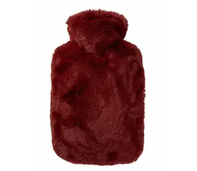 Hugo Frosch Classic Termofor s obalem z umělé kožešiny - extra dlouhý vlas – bordo