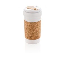 XD Design Ekologický termorhnek ECO s korkovým rukávem 400ml bílá & hnědá