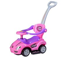 ECOTOYS Odrážedlo se zvuky a vodící tyčí Auto růžová / od 3 let