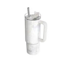 Quokka Nerezový termohrnek s brčkem Vibe Marble 880 ml