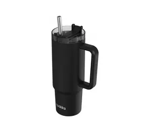 Quokka Nerezový termohrnek s brčkem Vibe Black 880 ml
