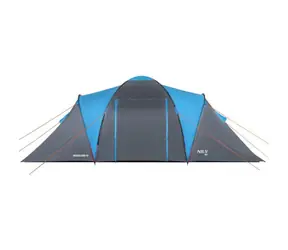 NILS Camp NC6431 Highland IV modrý/šedý / Rodinný stan / 4 osoby / 125+200+125 x 210 x 190 cm / vodní sloupec: 4000mm