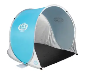 NILS Camp NC3173 modro-šedý / Samorozkládací plážový stan / 110 x 140 x 110 cm / Vodní sloupec: 1000 mm