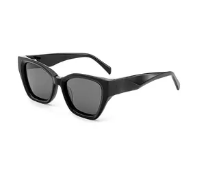 VeyRey Cat-eye acetátové polarizační sluneční brýle Antitot černá obruba černá skla