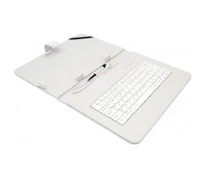 AIREN AiTab Leather Case 4 kožené pouzdro pro 10" tablet bílá / s klávesnicí USB / CZ / SK