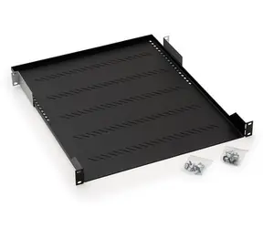 Triton Polička s perforací 1U/650mm / max.nosnost 150kg / černá