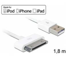 Delock USB napájecí a datový kabel iPod, iPhone, iPad / bílý / 1.8 m