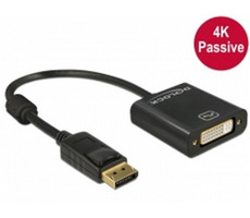 Delock adaptér Displayport 1.2 samec <-> DVI samice 4K  / pasivní / černý