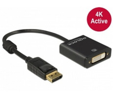Delock adaptér Displayport 1.2 samec <-> DVI samice 4K aktivní černá